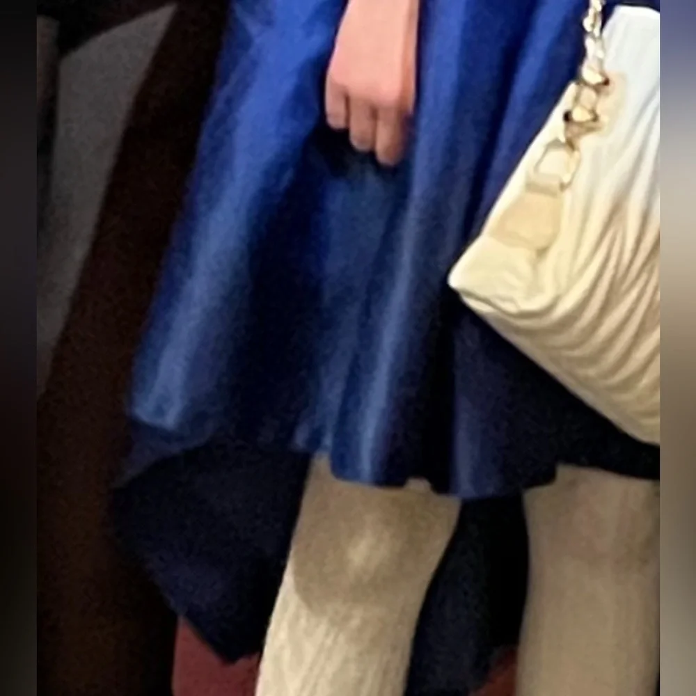 Elegant Floral Pearl and Blue Silk Youth Dress